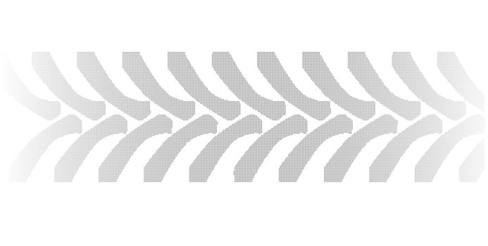 Halftone tractor tyre marks isolated over a white background