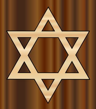 A depiction of the Star of David in wood shades with a darker wood background