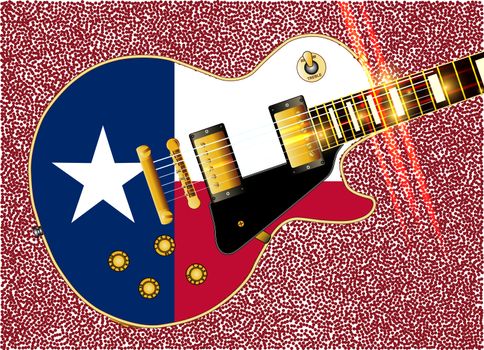 The definitive rock and roll guitar with the Texas flag isolated over a white background.