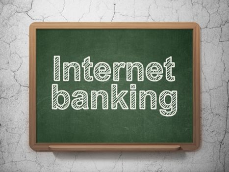 Banking concept: text Internet Banking on Green chalkboard on grunge wall background, 3D rendering