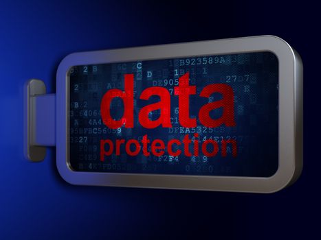 Security concept: Data Protection on advertising billboard background, 3D rendering