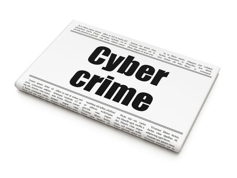 Security concept: newspaper headline Cyber Crime on White background, 3D rendering