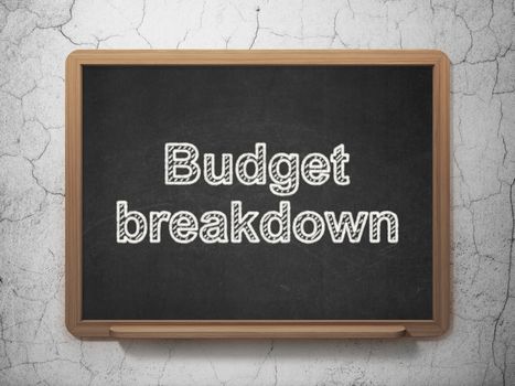 Business concept: text Budget Breakdown on Black chalkboard on grunge wall background, 3D rendering