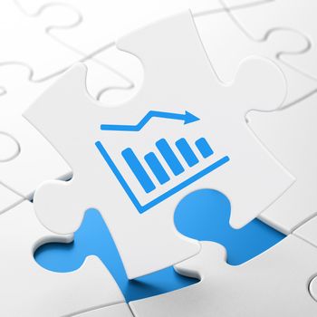 Finance concept: Decline Graph on White puzzle pieces background, 3D rendering