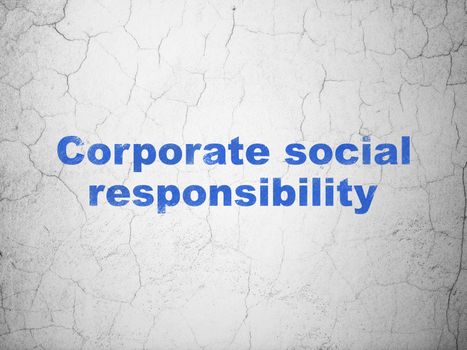 Business concept: Blue Corporate Social Responsibility on textured concrete wall background