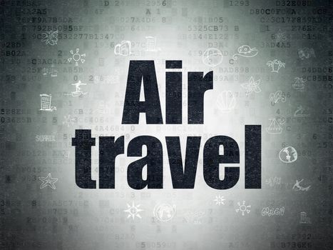 Tourism concept: Painted black text Air Travel on Digital Data Paper background with  Hand Drawn Vacation Icons