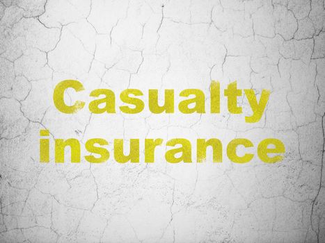 Insurance concept: Yellow Casualty Insurance on textured concrete wall background