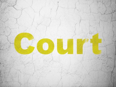 Law concept: Yellow Court on textured concrete wall background