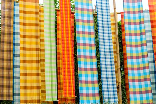 Colorful loincloth fabric in Thai style background