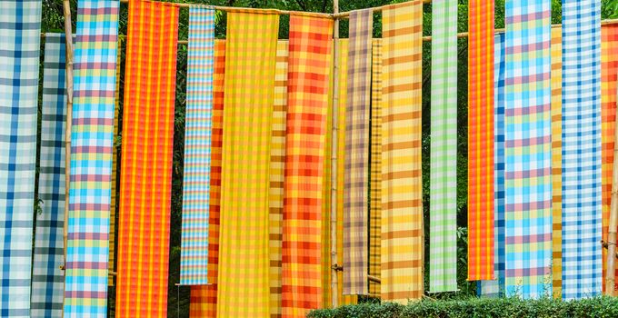 Colorful loincloth fabric in Thai style background