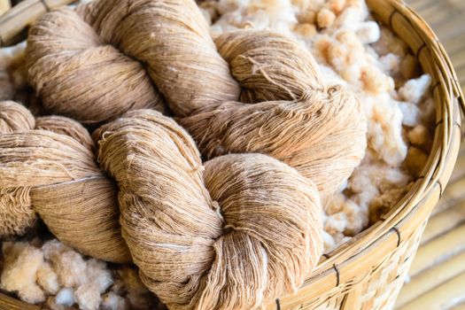 raw thai cotton thread before weaving