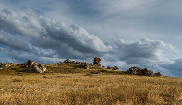 Boulders on a mountain plateau in Crimea