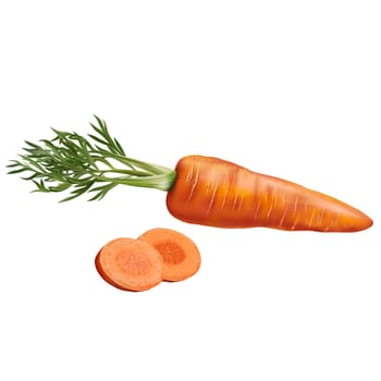 Carrot realistic isolated illustration on white background.