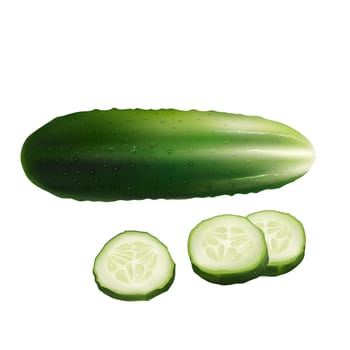 Cucumber realistic isolated illustration on white background.