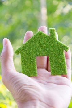 hand holding Eco house icon