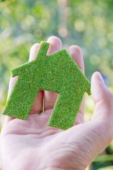 hand holding Eco house icon