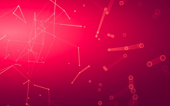 Abstract polygonal space low poly dark background with connecting dots and lines. Connection structure. 3d rendering