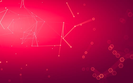 Abstract polygonal space low poly dark background with connecting dots and lines. Connection structure. 3d rendering