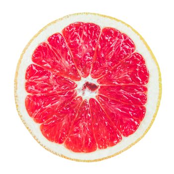 Isolation Of A Sliced Fresh Grapefruit On A White Background