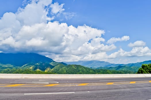 Beautiful tropical mountain landscape under clear blue sky