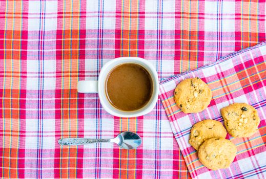 coffee and cookies on loincloth cotton