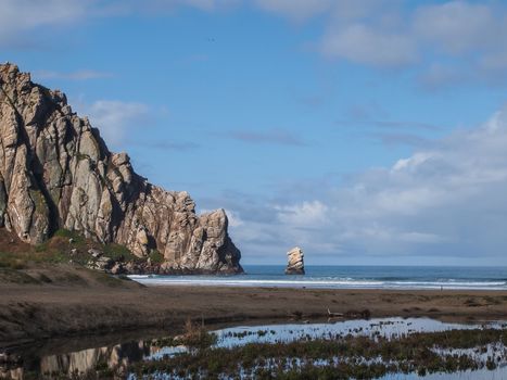 Beautiful scene of Morro Rock Bay, California USA