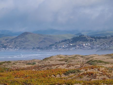 Beautiful scene of Morro Rock Bay, California USA