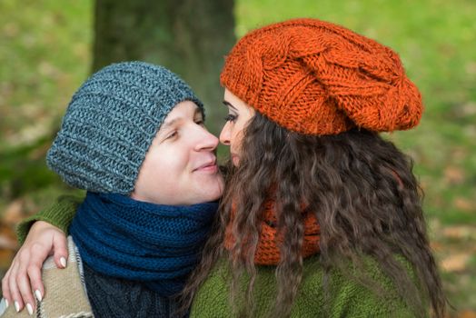 Portrait of couples in the autumn garden