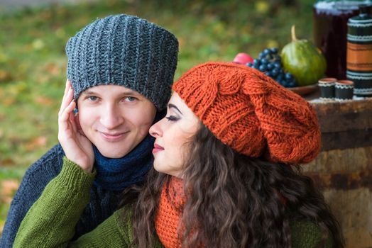 Portrait of couples in the autumn garden