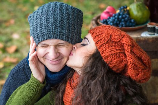 Portrait of couples in the autumn garden