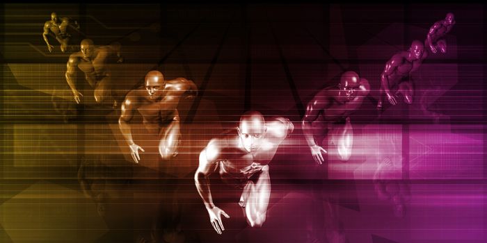Futuristic Race Concept with Technology Background as Art