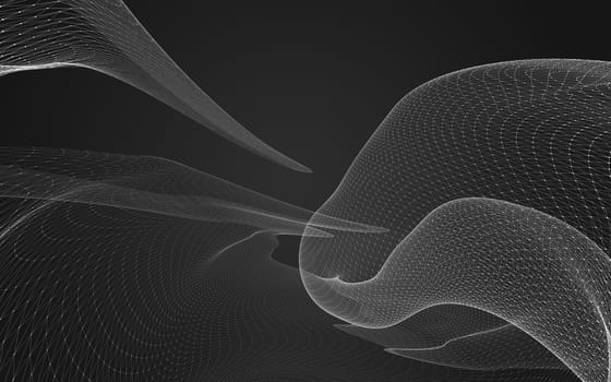 Abstract polygonal space low poly dark background with connecting dots and lines. Connection structure. 3d rendering