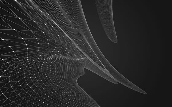 Abstract polygonal space low poly dark background with connecting dots and lines. Connection structure. 3d rendering