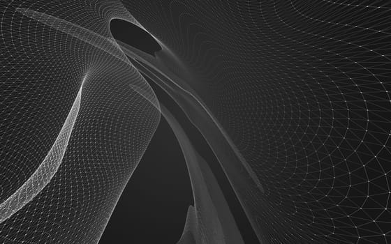 Abstract polygonal space low poly dark background with connecting dots and lines. Connection structure. 3d rendering