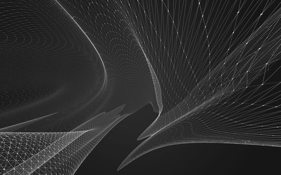 Abstract polygonal space low poly dark background with connecting dots and lines. Connection structure. 3d rendering