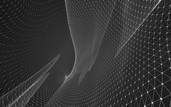 Abstract polygonal space low poly dark background with connecting dots and lines. Connection structure. 3d rendering