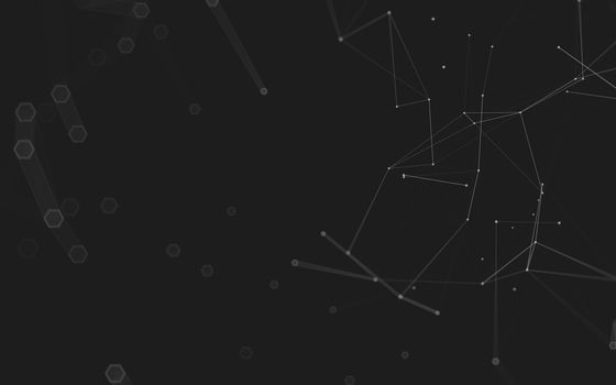 Abstract polygonal space low poly dark background with connecting dots and lines. Connection structure. 3d rendering