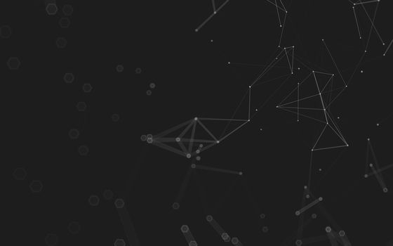 Abstract polygonal space low poly dark background with connecting dots and lines. Connection structure. 3d rendering