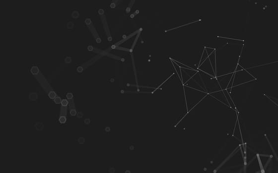 Abstract polygonal space low poly dark background with connecting dots and lines. Connection structure. 3d rendering