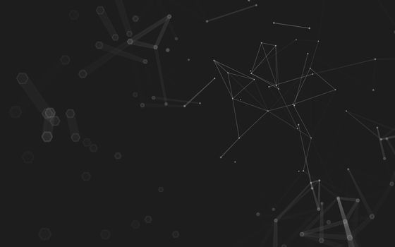 Abstract polygonal space low poly dark background with connecting dots and lines. Connection structure. 3d rendering