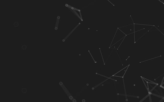 Abstract polygonal space low poly dark background with connecting dots and lines. Connection structure. 3d rendering