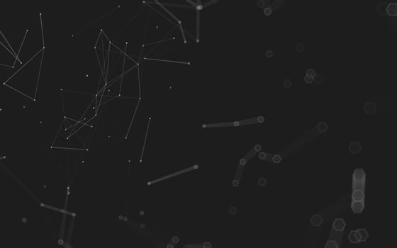 Abstract polygonal space low poly dark background with connecting dots and lines. Connection structure. 3d rendering