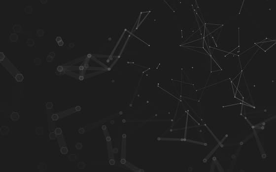 Abstract polygonal space low poly dark background with connecting dots and lines. Connection structure. 3d rendering