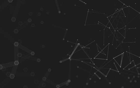 Abstract polygonal space low poly dark background with connecting dots and lines. Connection structure. 3d rendering