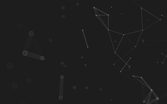 Abstract polygonal space low poly dark background with connecting dots and lines. Connection structure. 3d rendering