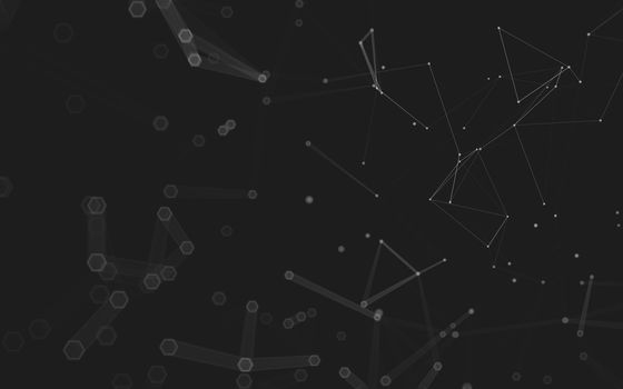 Abstract polygonal space low poly dark background with connecting dots and lines. Connection structure. 3d rendering