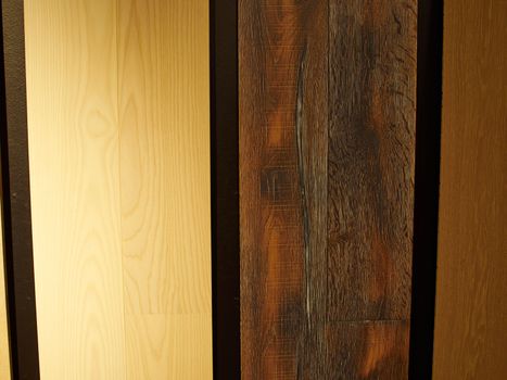 Selection of wood siding panels for sale in a store