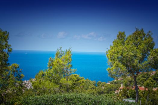 Panorama of the bay Paguera photographed from the mountain in Costa de la Calma.