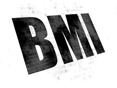 Healthcare concept: Pixelated black text BMI on Digital background