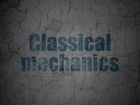 Science concept: Blue Classical Mechanics on grunge textured concrete wall background